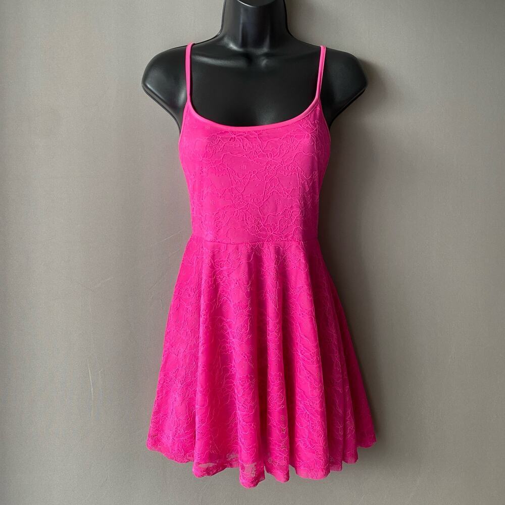 H&M sz 6 hot pink lace mini flare barbiecore‎ dress